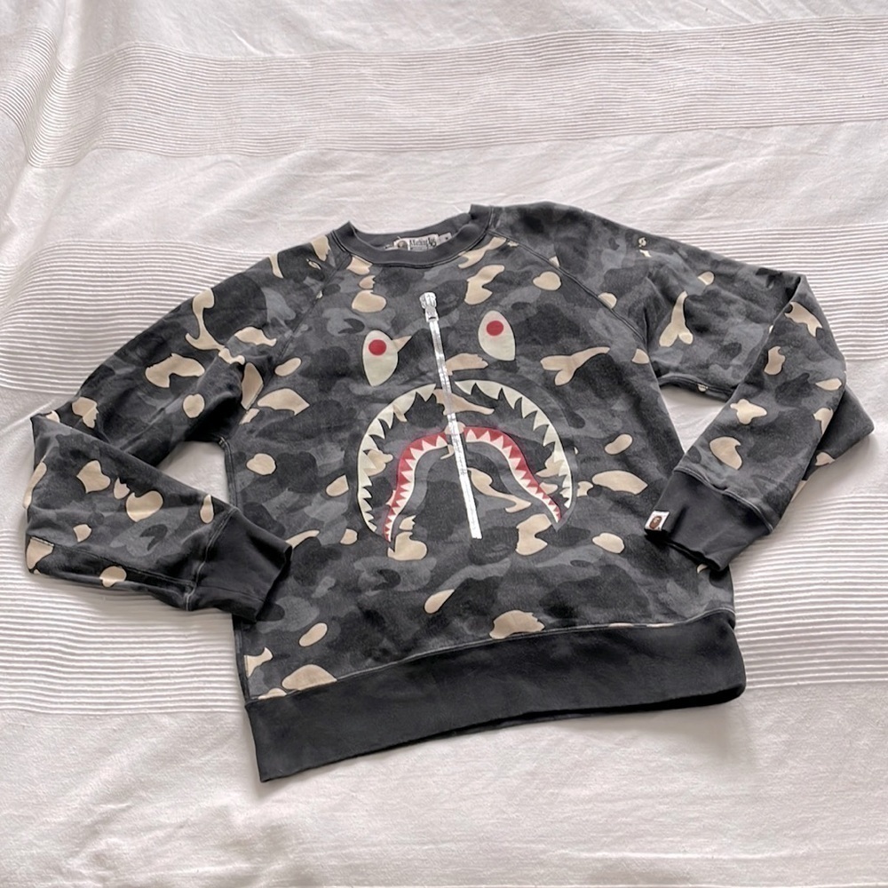 Bape Tiger Shark Glow In The Dark Crewneck Sweatshirt Size Medium